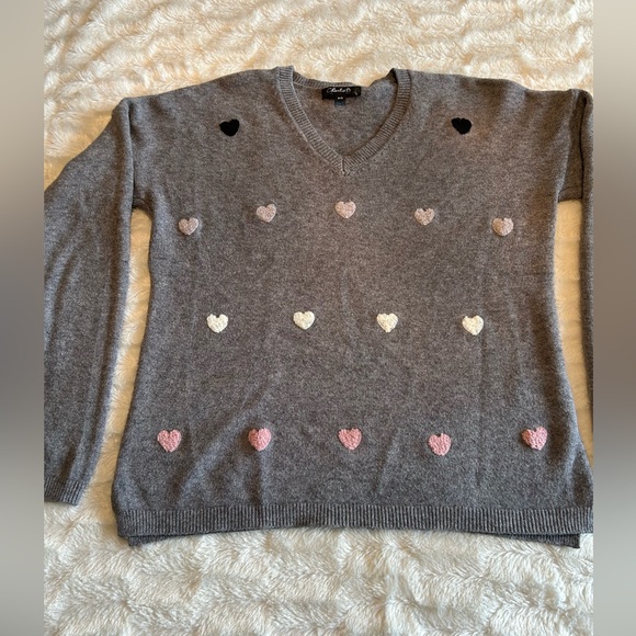 CHARLIE B Gray Sweater with Heart Accents - Picture 2 of 11